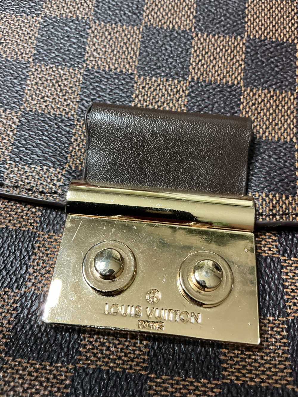Source Unknown Brown Checkered Top-Handle Shoulder Bag with Gold Hardware - Picture 2 of 6